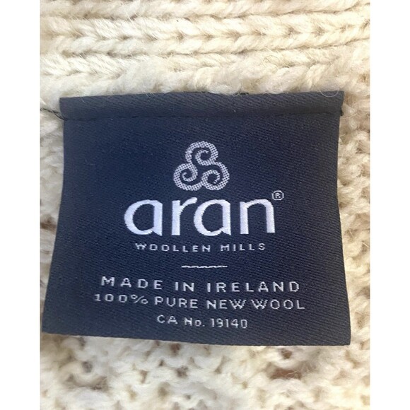 Aran Woollen Mills 100% Wool Cable Knit Button Front Vest Men’s M Ireland Cream - Picture 4 of 8